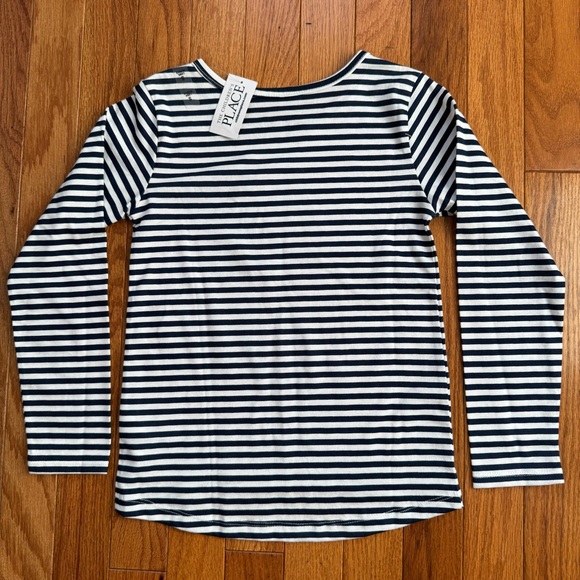 The Children’s Place Navy Blue & White Striped Long Sleeve Shirt - Picture 7 of 8